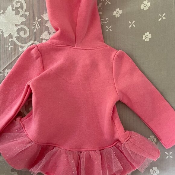 DISNEY Baby Hooded Sweatshirt 6/9 Month Pink Minnie Mouse Ruffle With Tulle - Picture 2 of 7